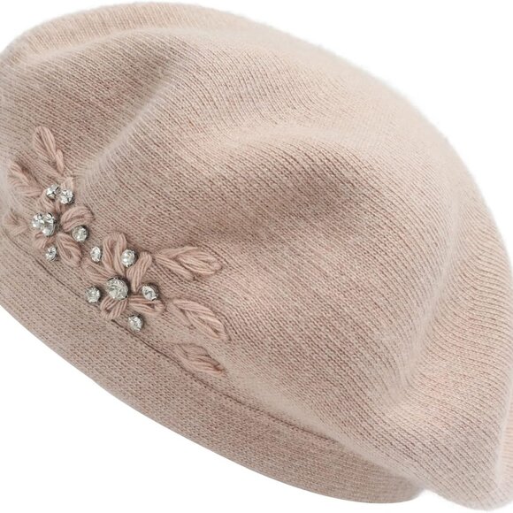 5745 Womens French Beret Hat, Reversible Solid Color Cashmere Mosaic Warm Womens French Beret hat, Reversible Solid Color Cashmere  main image 3